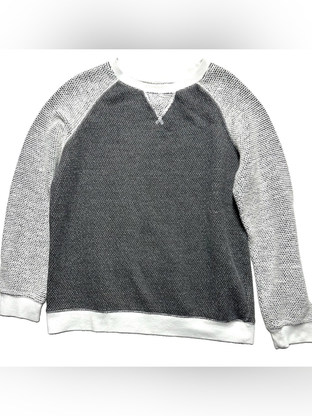 ZYIA Active Women’s Large Black White Textured Knit Raglan Pullover Sweater